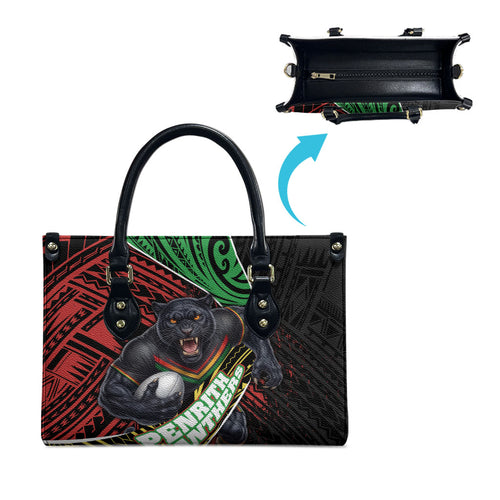 Penrith Panthers Rugby Leather Bag Tribal Polynesian Power Art - Lightning Mascot