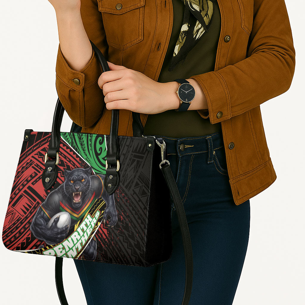 Penrith Panthers Rugby Leather Bag Tribal Polynesian Power Art - Lightning Mascot