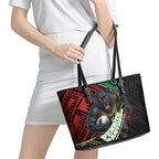 Penrith Panthers Rugby Leather Tote Bag Tribal Polynesian Power Art - Lightning Mascot