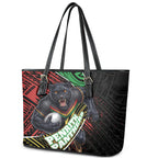 Penrith Panthers Rugby Leather Tote Bag Tribal Polynesian Power Art - Lightning Mascot