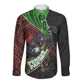 Penrith Panthers Rugby Long Sleeve Button Shirt Tribal Polynesian Power Art - Lightning Mascot