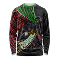 Penrith Panthers Rugby Long Sleeve Shirt Tribal Polynesian Power Art - Lightning Mascot