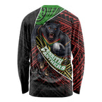 Penrith Panthers Rugby Long Sleeve Shirt Tribal Polynesian Power Art - Lightning Mascot