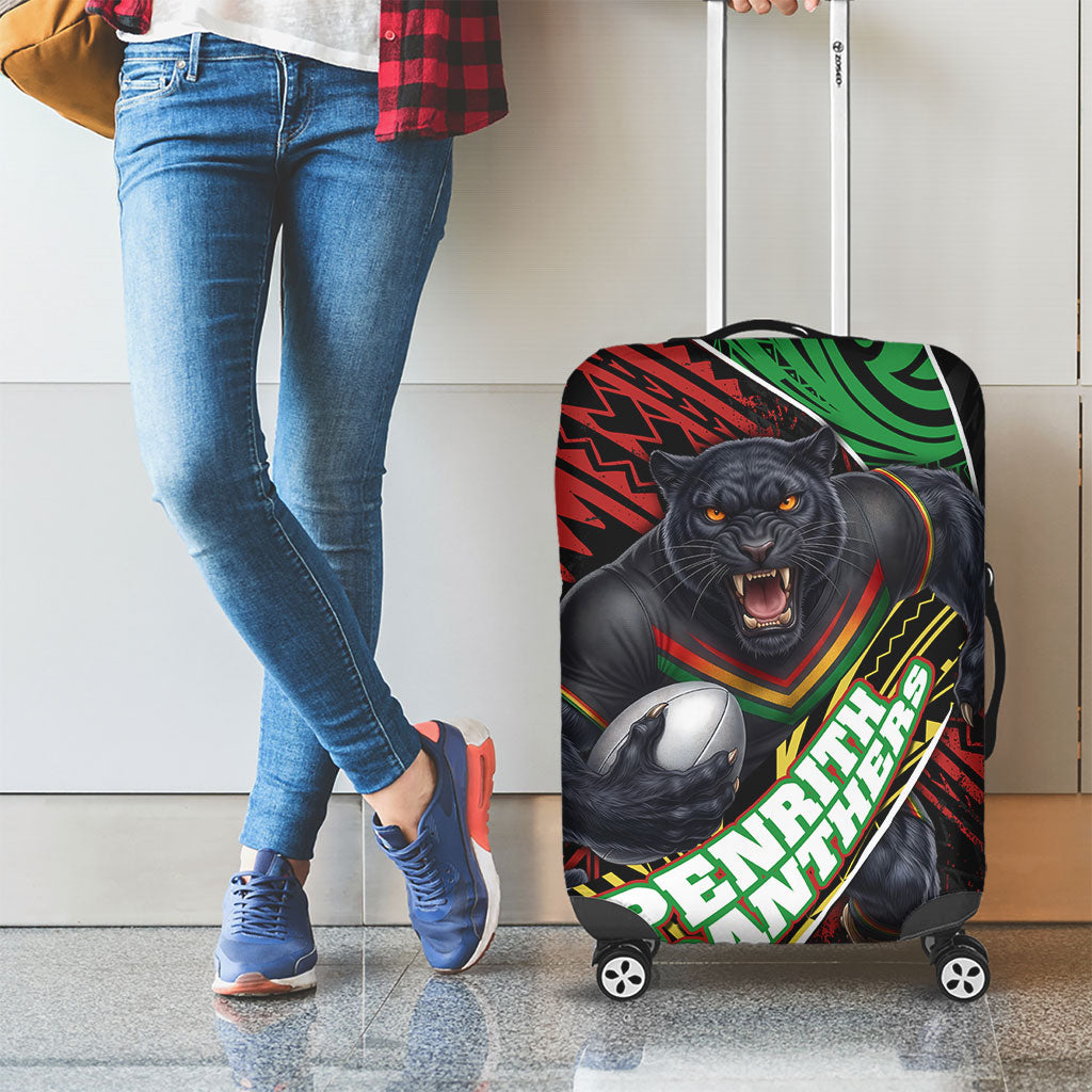 Penrith Panthers Rugby Luggage Cover Tribal Polynesian Power Art - Lightning Mascot