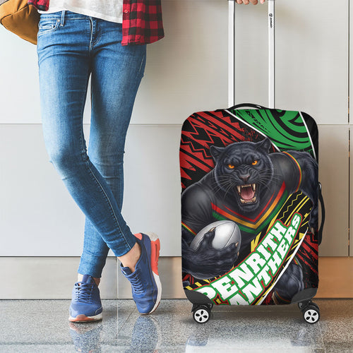 Penrith Panthers Rugby Luggage Cover Tribal Polynesian Power Art - Lightning Mascot