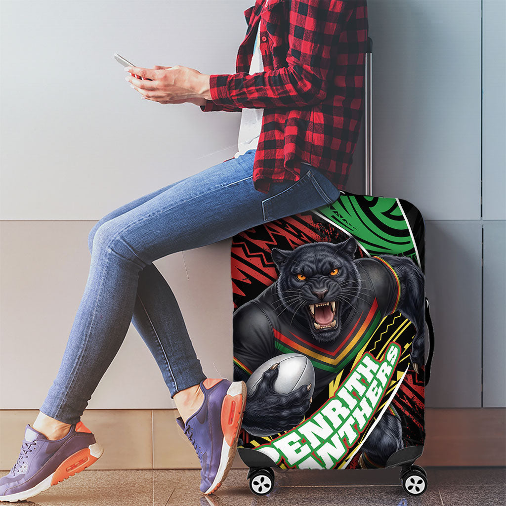 Penrith Panthers Rugby Luggage Cover Tribal Polynesian Power Art - Lightning Mascot