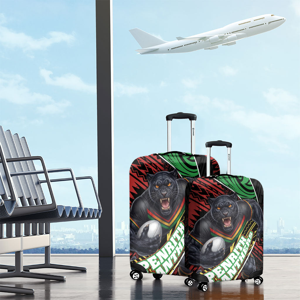 Penrith Panthers Rugby Luggage Cover Tribal Polynesian Power Art - Lightning Mascot