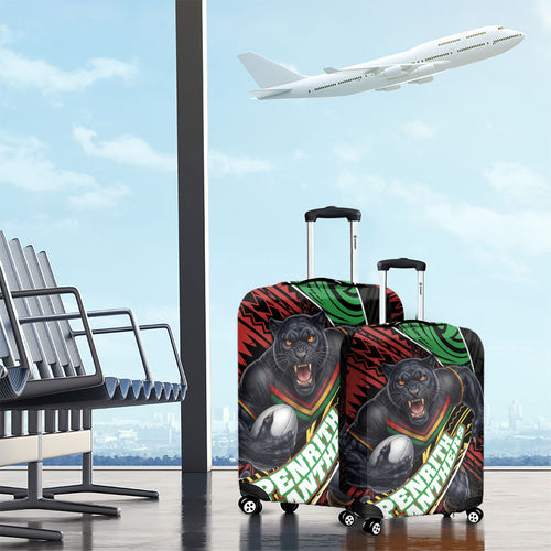 Penrith Panthers Rugby Luggage Cover Tribal Polynesian Power Art - Lightning Mascot