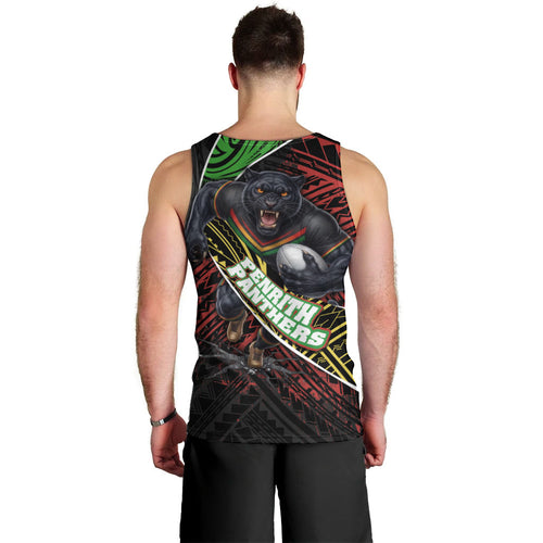 Penrith Panthers Rugby Men Tank Top Tribal Polynesian Power Art - Lightning Mascot