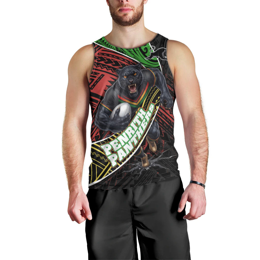 Penrith Panthers Rugby Men Tank Top Tribal Polynesian Power Art - Lightning Mascot