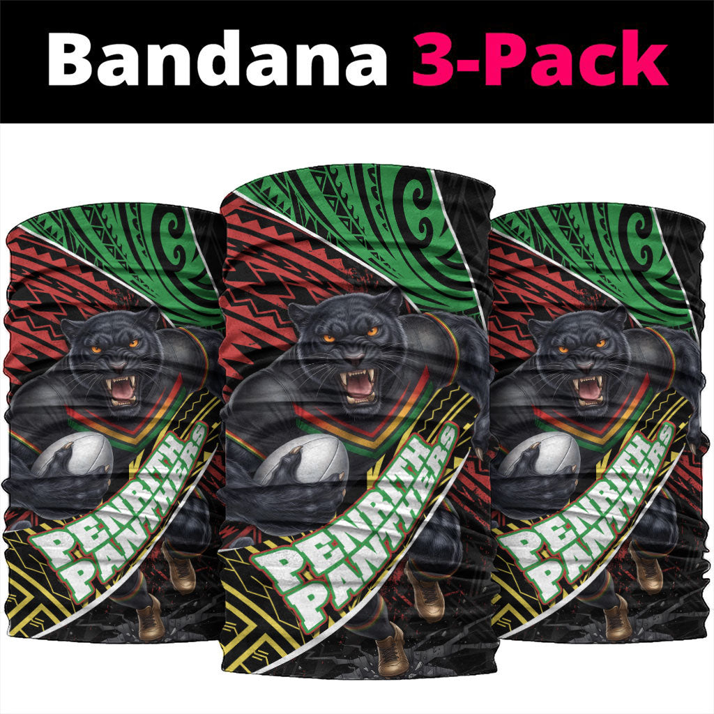 Penrith Panthers Rugby Neck Gaiter Tribal Polynesian Power Art - Lightning Mascot