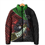 Penrith Panthers Rugby Padded Jacket Tribal Polynesian Power Art - Lightning Mascot