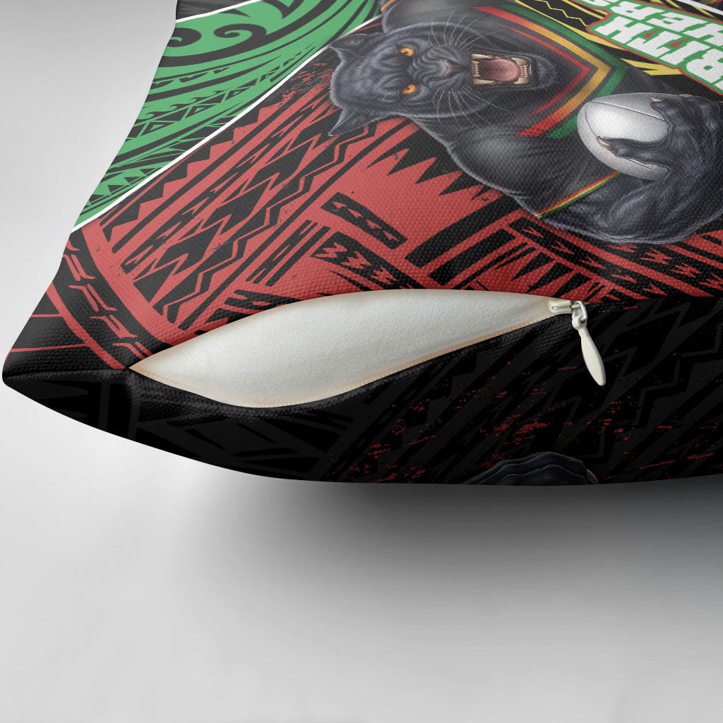 Penrith Panthers Rugby Pillow Cover Tribal Polynesian Power Art - Lightning Mascot
