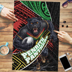 Penrith Panthers Rugby Puzzle Tribal Polynesian Power Art - Lightning Mascot