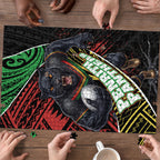 Penrith Panthers Rugby Puzzle Tribal Polynesian Power Art - Lightning Mascot
