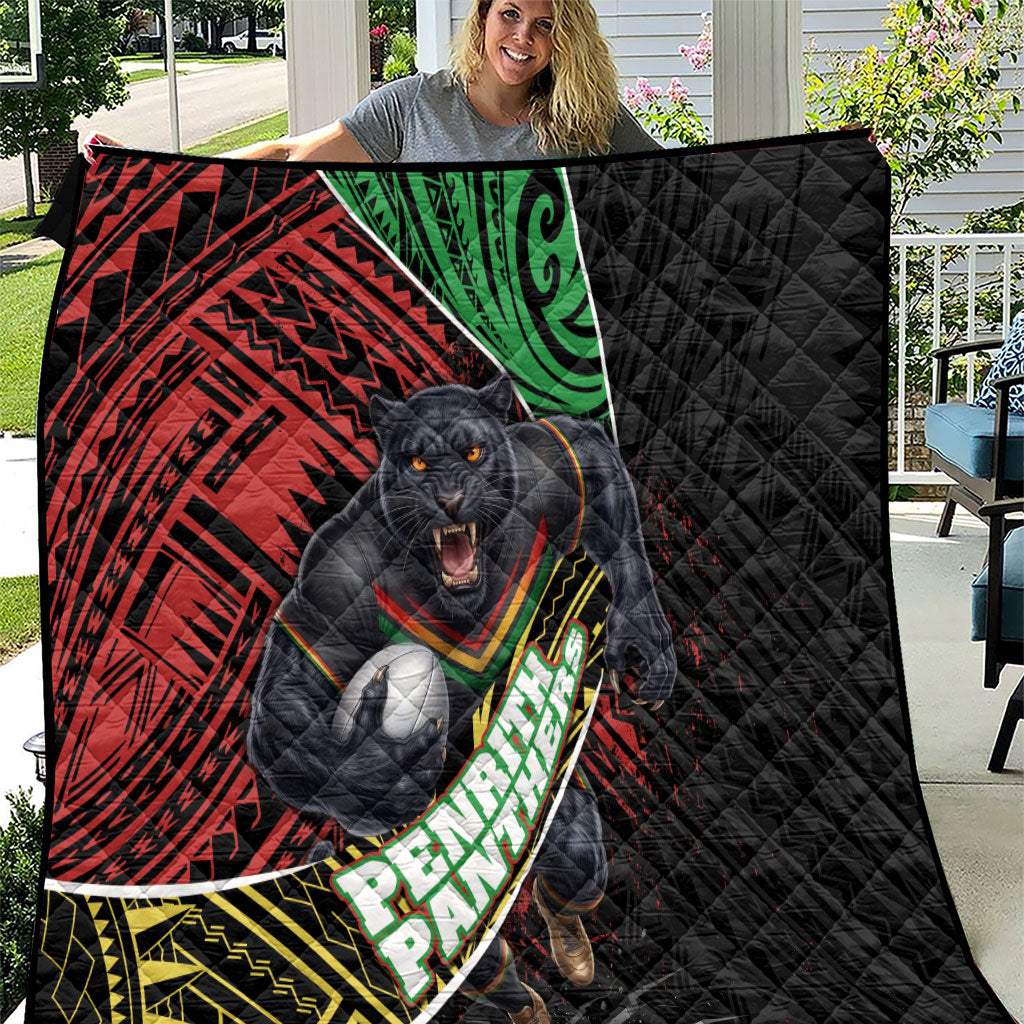 Penrith Panthers Rugby Quilt Tribal Polynesian Power Art - Lightning Mascot