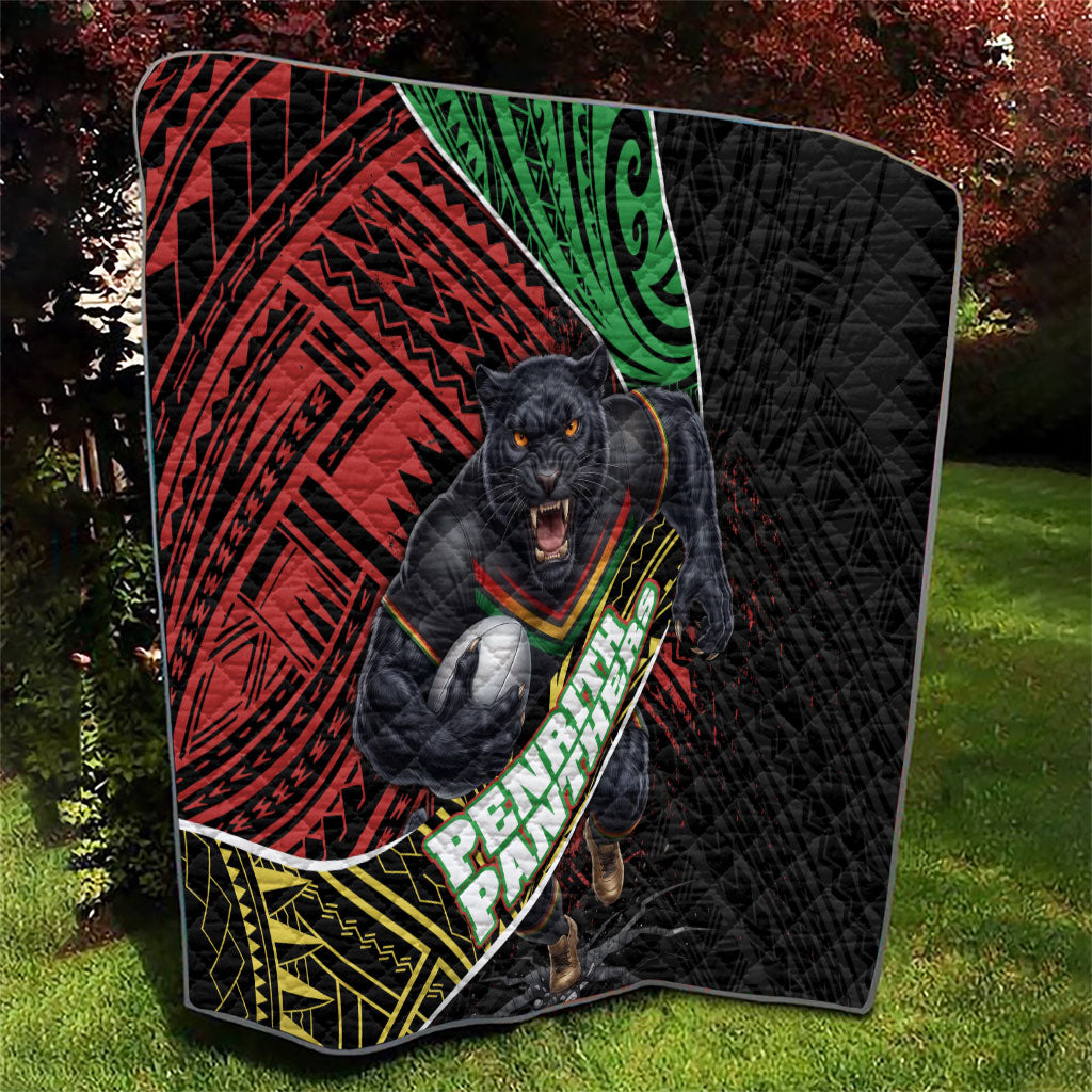 Penrith Panthers Rugby Quilt Tribal Polynesian Power Art - Lightning Mascot