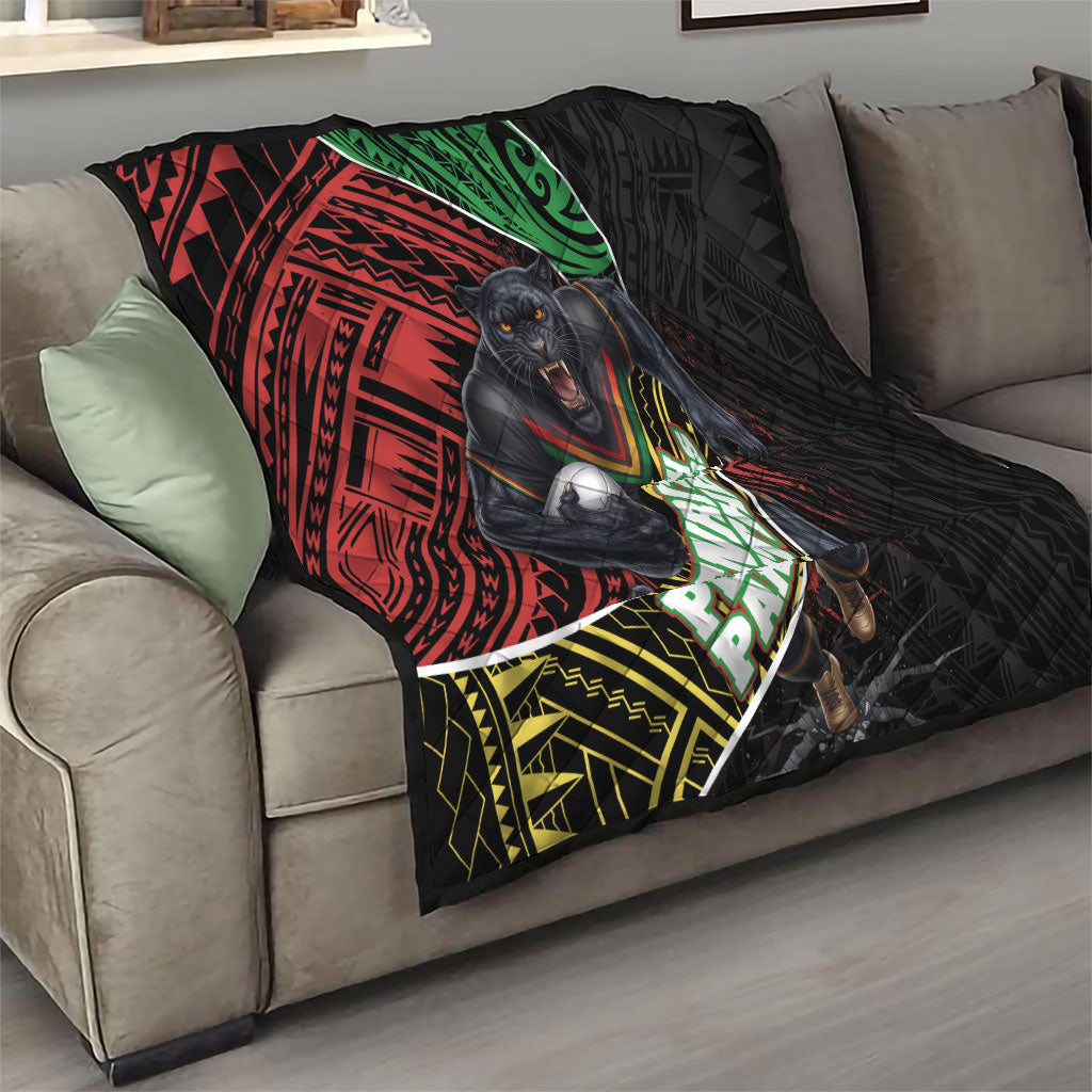 Penrith Panthers Rugby Quilt Tribal Polynesian Power Art - Lightning Mascot