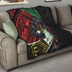 Penrith Panthers Rugby Quilt Tribal Polynesian Power Art - Lightning Mascot