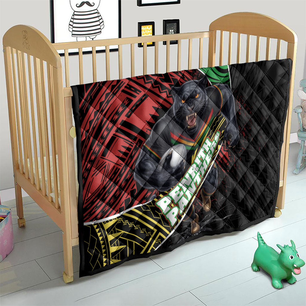 Penrith Panthers Rugby Quilt Tribal Polynesian Power Art - Lightning Mascot