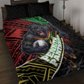 Penrith Panthers Rugby Quilt Bed Set Tribal Polynesian Power Art - Lightning Mascot