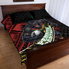 Penrith Panthers Rugby Quilt Bed Set Tribal Polynesian Power Art - Lightning Mascot