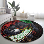 Penrith Panthers Rugby Round Carpet Tribal Polynesian Power Art - Lightning Mascot