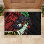 Penrith Panthers Rugby Rubber Doormat Tribal Polynesian Power Art - Lightning Mascot