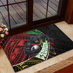 Penrith Panthers Rugby Rubber Doormat Tribal Polynesian Power Art - Lightning Mascot