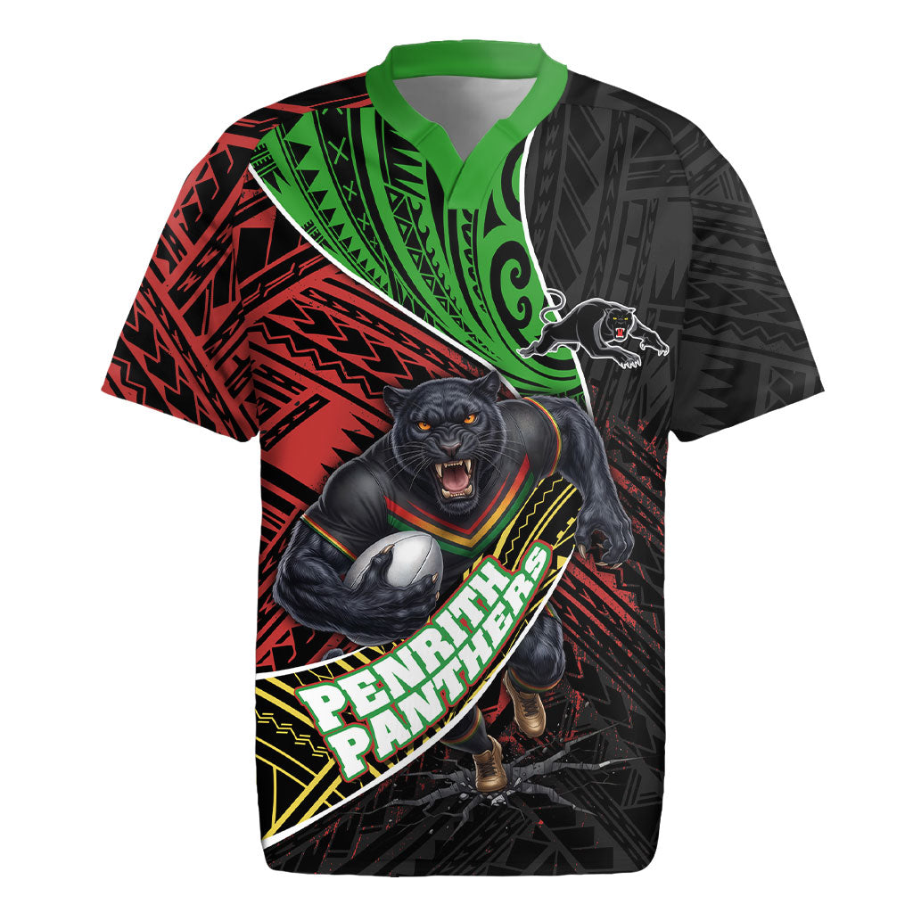 Penrith Panthers Rugby Rugby Jersey Tribal Polynesian Power Art - Lightning Mascot
