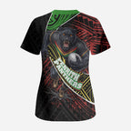 Penrith Panthers Rugby Scrub Top Tribal Polynesian Power Art - Lightning Mascot