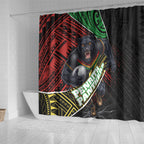 Penrith Panthers Rugby Shower Curtain Tribal Polynesian Power Art - Lightning Mascot
