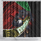 Penrith Panthers Rugby Shower Curtain Tribal Polynesian Power Art - Lightning Mascot