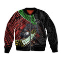 Penrith Panthers Rugby Sleeve Zip Bomber Jacket Tribal Polynesian Power Art - Lightning Mascot