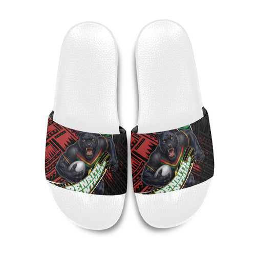 Penrith Panthers Rugby Slide Sandals Tribal Polynesian Power Art - Lightning Mascot