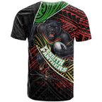 Penrith Panthers Rugby T Shirt Tribal Polynesian Power Art - Lightning Mascot