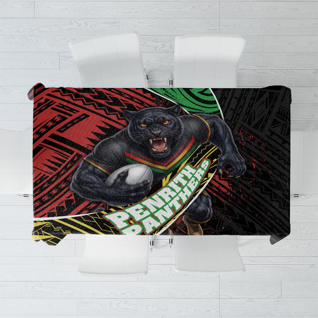 Penrith Panthers Rugby Tablecloth Tribal Polynesian Power Art - Lightning Mascot