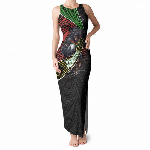 Penrith Panthers Rugby Tank Maxi Dress Tribal Polynesian Power Art - Lightning Mascot