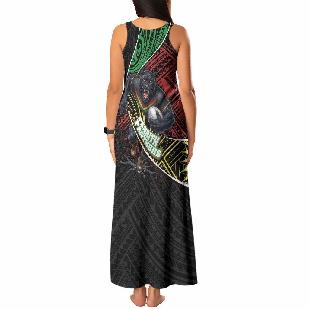 Penrith Panthers Rugby Tank Maxi Dress Tribal Polynesian Power Art - Lightning Mascot