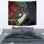 Penrith Panthers Rugby Tapestry Tribal Polynesian Power Art - Lightning Mascot