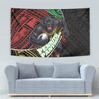 Penrith Panthers Rugby Tapestry Tribal Polynesian Power Art - Lightning Mascot