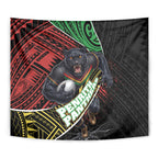 Penrith Panthers Rugby Tapestry Tribal Polynesian Power Art - Lightning Mascot