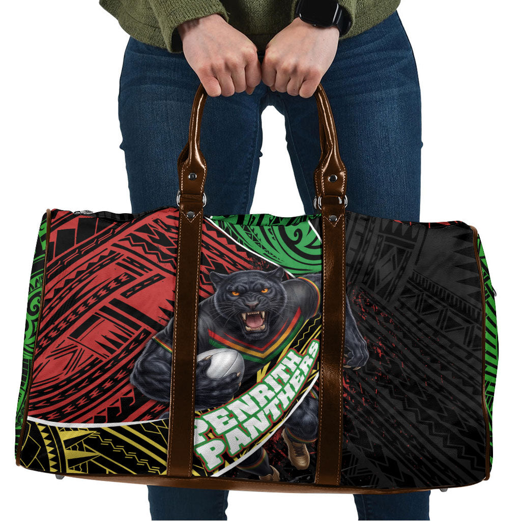 Penrith Panthers Rugby Travel Bag Tribal Polynesian Power Art - Lightning Mascot