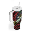 Penrith Panthers Rugby Tumbler With Handle Tribal Polynesian Power Art - Lightning Mascot