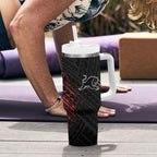 Penrith Panthers Rugby Tumbler With Handle Tribal Polynesian Power Art - Lightning Mascot