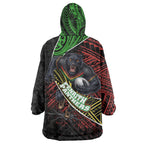 Penrith Panthers Rugby Wearable Blanket Hoodie Tribal Polynesian Power Art - Lightning Mascot