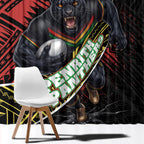 Penrith Panthers Rugby Window Curtain Tribal Polynesian Power Art - Lightning Mascot