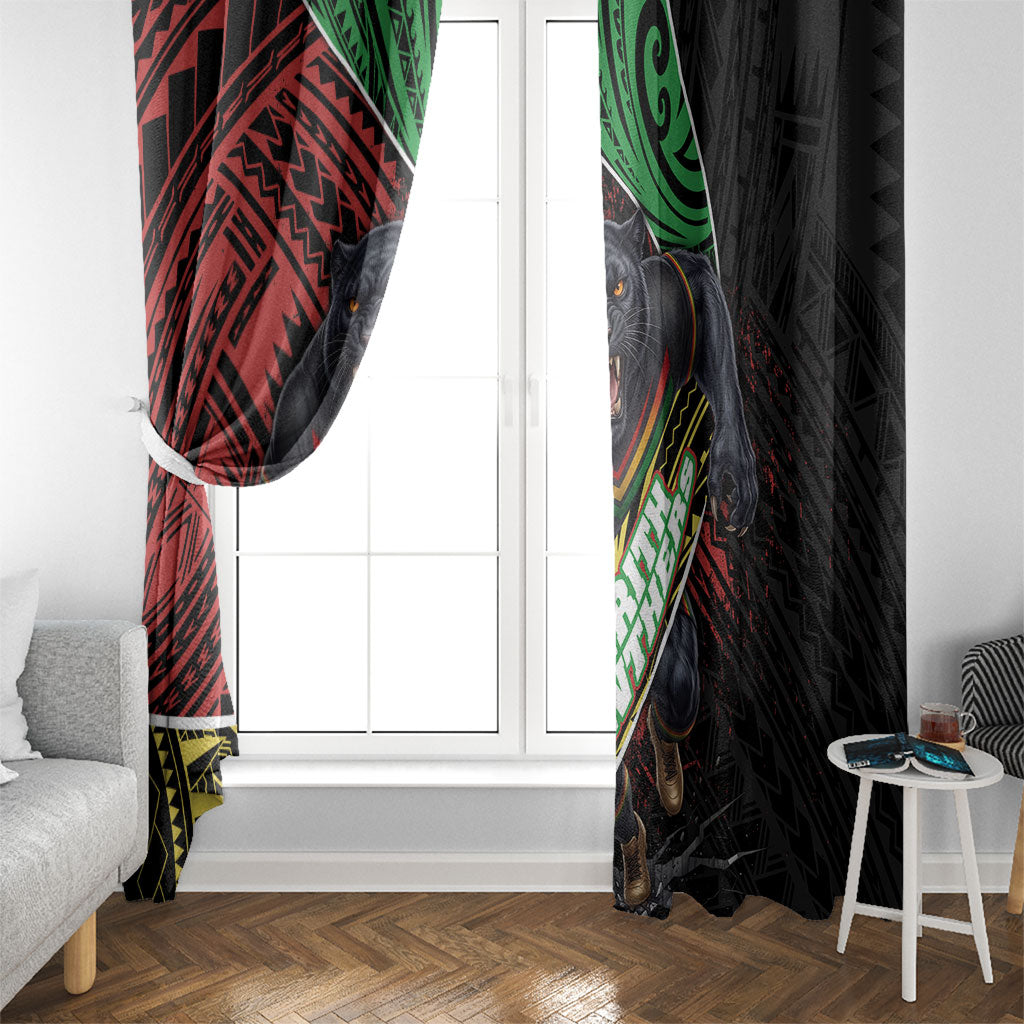 Penrith Panthers Rugby Window Curtain Tribal Polynesian Power Art - Lightning Mascot