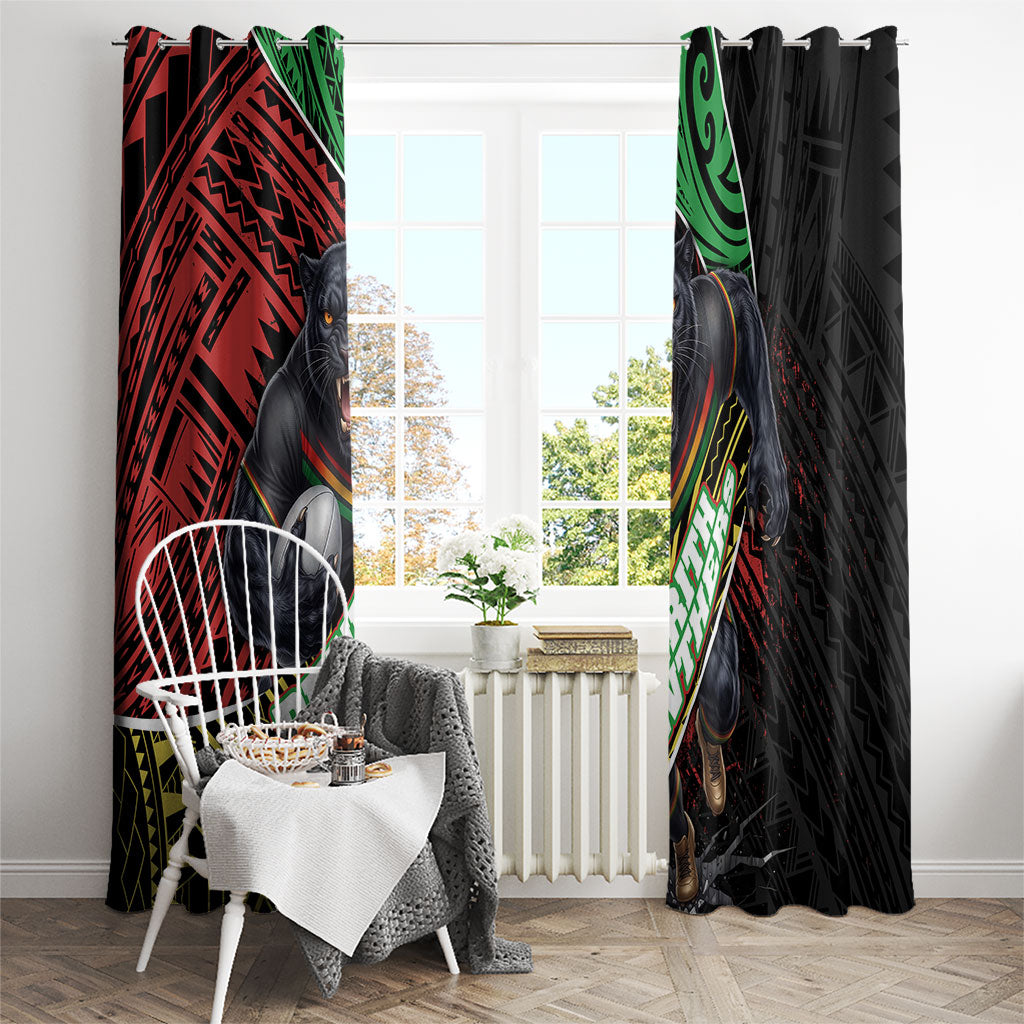 Penrith Panthers Rugby Window Curtain Tribal Polynesian Power Art - Lightning Mascot