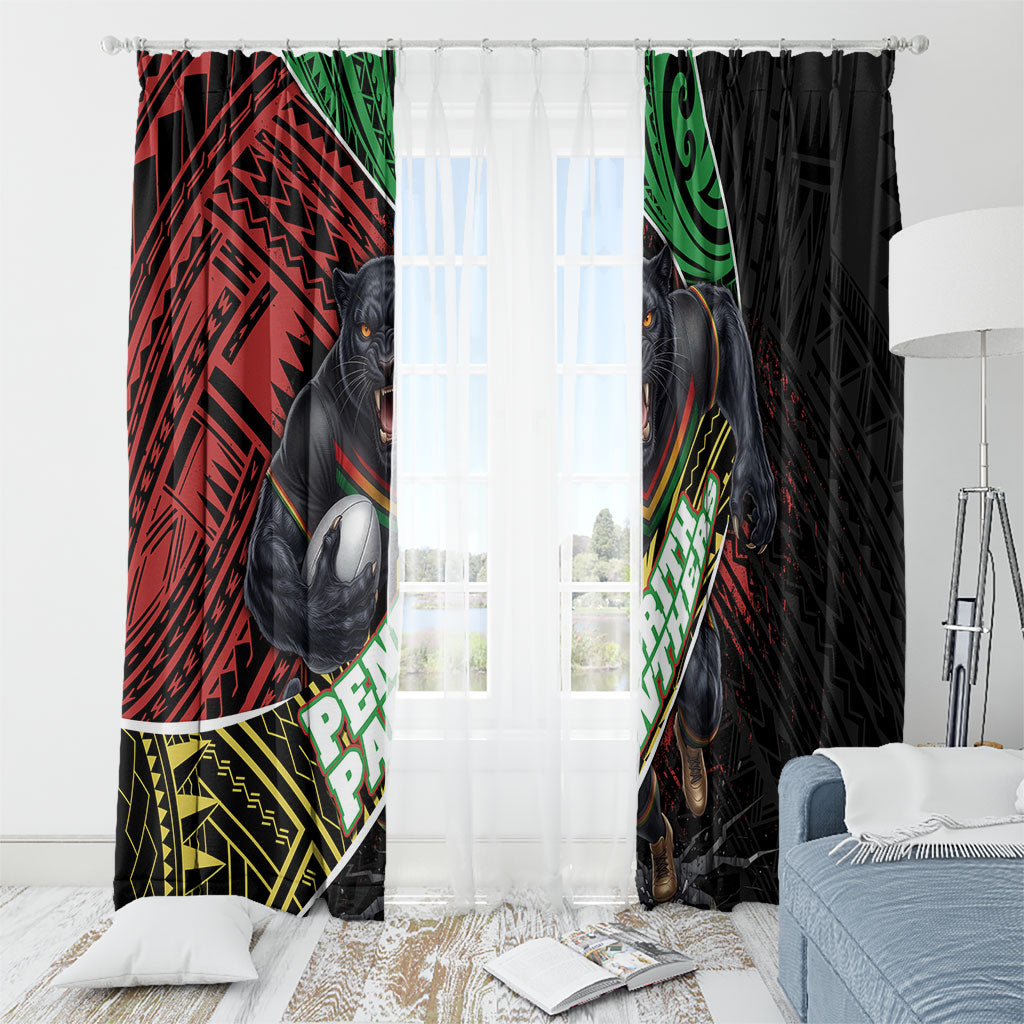 Penrith Panthers Rugby Window Curtain Tribal Polynesian Power Art - Lightning Mascot